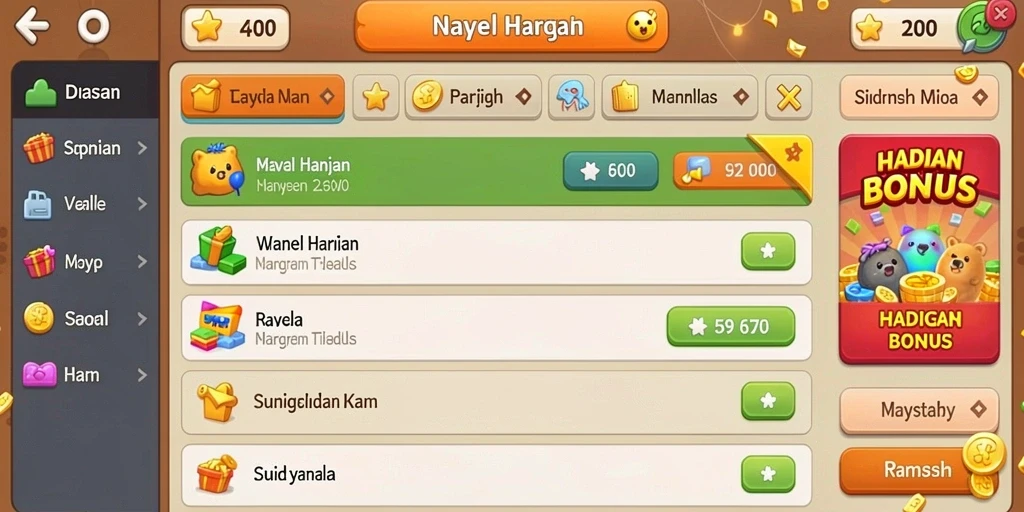 Screenshot menunjukkan antarmuka permainan yang menarik.